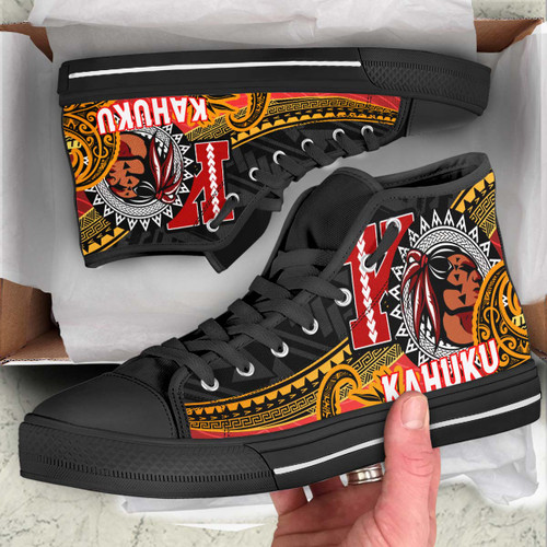 Hawaii High Top Shoes - Kahuku High & Intermediate School Polynesian Pattern
