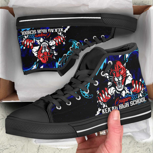 Hawaii High Top Shoes - KeaÊ»au High School Polynesian Tribal Pattern Art
