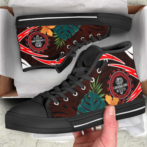 Hawaii High Top Shoes - Lahainaluna High School Polynesian Tribal Pattern