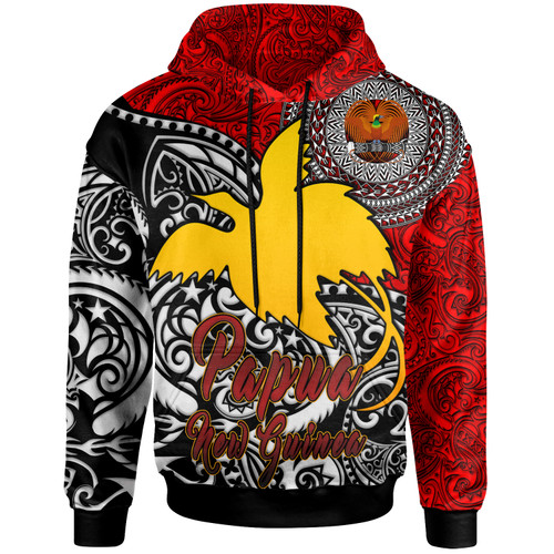 Papua New Guinea Hoodie - Custom Emblem Of Papua New Guinea With Polynesian Patterns Hoodie