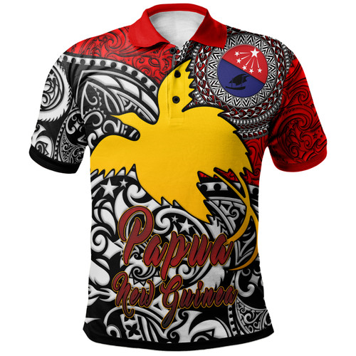 Papua New Guinea Polo Shirt - Custom Central Of Papua New Guinea With Polynesian Patterns Polo Shirt