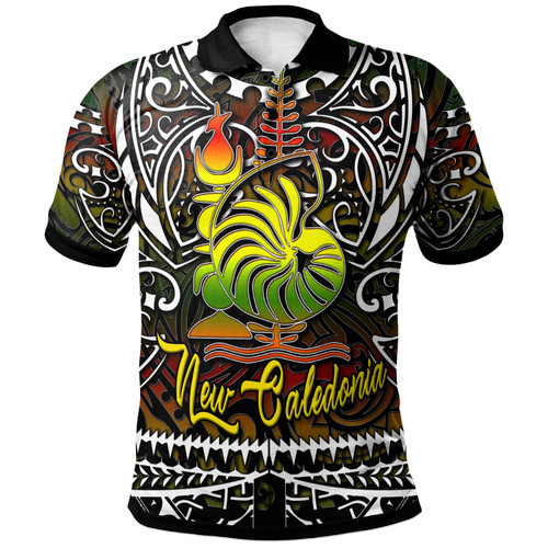 New Caledonia Polo Shirt - Custom New Caledonia Coat Of Arms Polynesian Pattern Polo Shirt