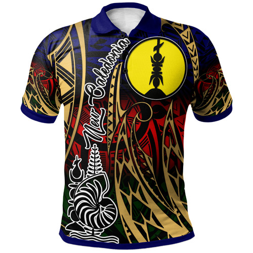 New Caledonia Polo Shirt - Custom New Caledonia Flag Coat Of Arms Polynesian Pattern Polo Shirt