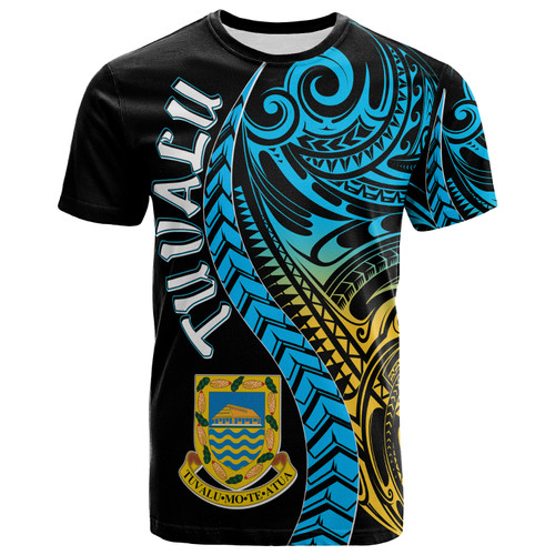 Tuvalu Polynesian T-Shirt - Custom Tuvalu Day with Polynesian Pattern T-Shirt