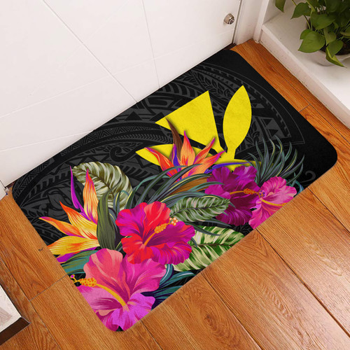 Hawaii Door Mat - Polynesian Pattern Hibiscus