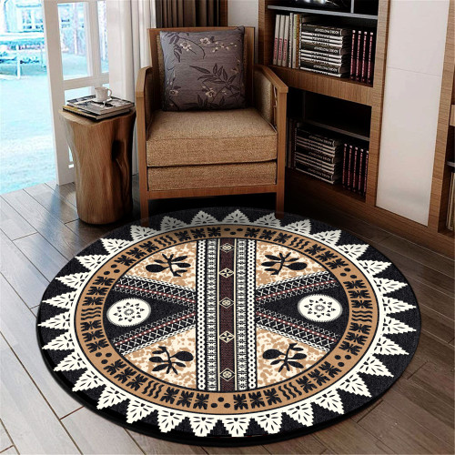 Fiji Round Rug - Fiji Pattern Masi Style Round Rugs