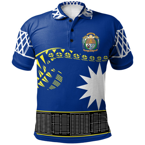 Nauru Polynesian Polo Shirt - Nauru Coat Of Arms Polynesian Culture Personalized Polo Shirt