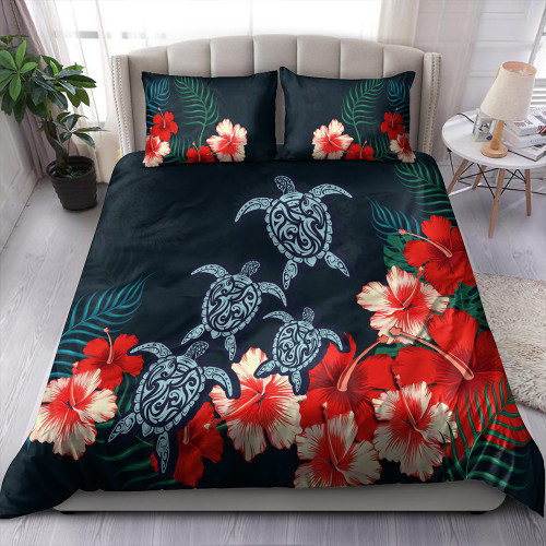 Hawaii Bedding Set Hibiscus And Turtle Skillful