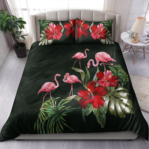 Hawaii Bedding Set Hibiscus Flamingo