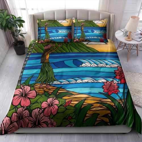 Hawaii Bedding Set Hula Girl Dance Picture