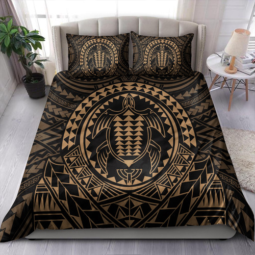 Hawaii Bedding Set Kakau Honu Arc Polynesian Gold