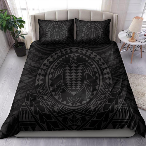 Hawaii Bedding Set Kakau Honu Arc Polynesian Gray