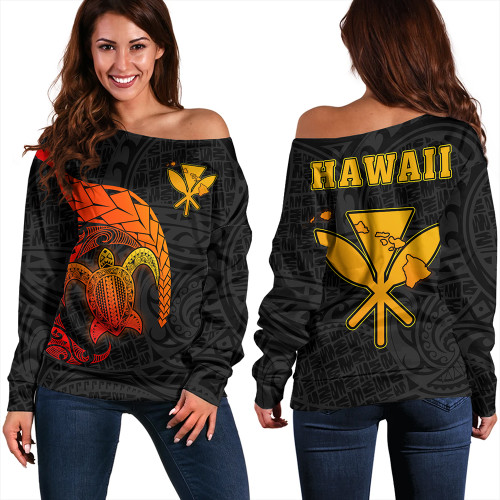 Hawaii Polynesian Turtle Tropical Off Shoulder Sweatshirt