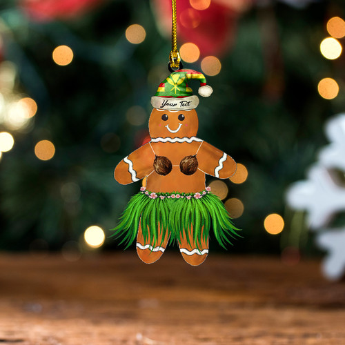 Hawaii Acrylic And Wooden Ornament Christmas Custom Ginger Hawaiian Lady