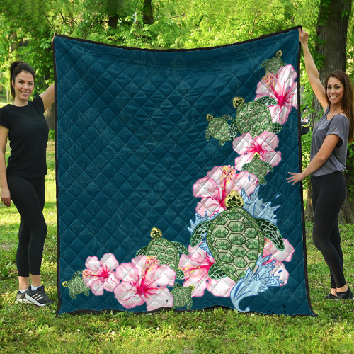 Hawaii Premium Quilt Hibiscus Turtle Dance
