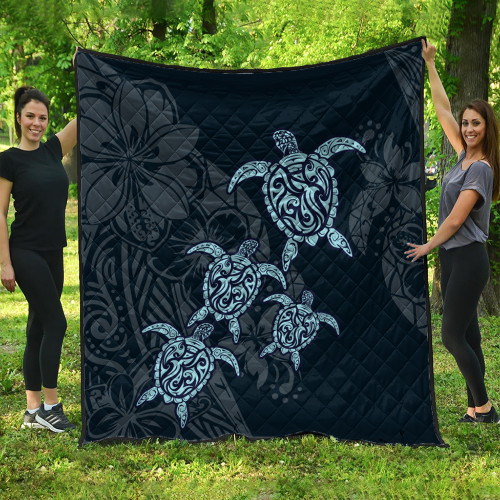 Hawaii Premium Quilt Plumeria Polynesian Deep Sea Turtle