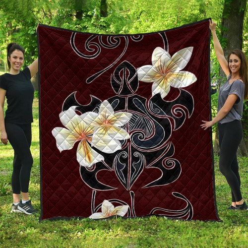 Hawaii Premium Quilt Turtle Poly Trinal Plumeria Red