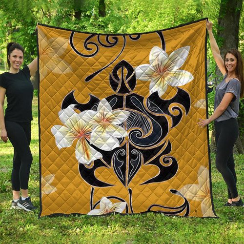 Hawaii Premium Quilt Turtle Poly Trinal Plumeria Yellow