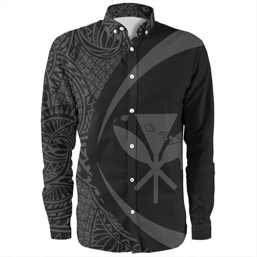 Hawaii Long Sleeve Shirt Kanaka Maoli Hawaiian Map Lauhala Gray Circle