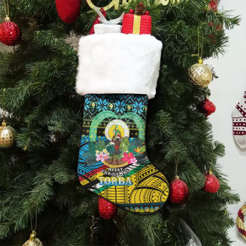 Torba Polynesian Christmas Stocking - Torba Vanuatu Coat of Arms Christmas Hat Polynesian Patterns Christmas Stocking