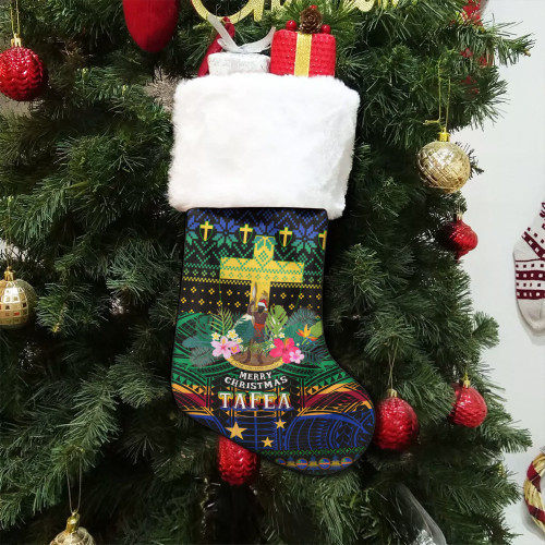 Tafea Polynesian Christmas Stocking - Tafea Vanuatu Coat of Arms Christmas Hat Polynesian Patterns Christmas Stocking