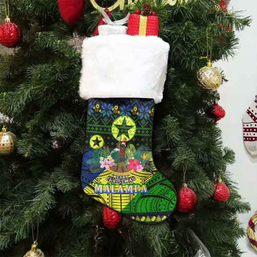Malampa Polynesian Christmas Stocking - Malampa Vanuatu Coat of Arms Christmas Hat Polynesian Patterns Christmas Stocking