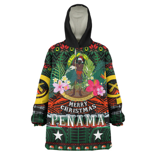 Penama Polynesian Christmas Snug Hoodie - Penama Vanuatu Coat of Arms Christmas Hat Polynesian Patterns Oodie Blanket