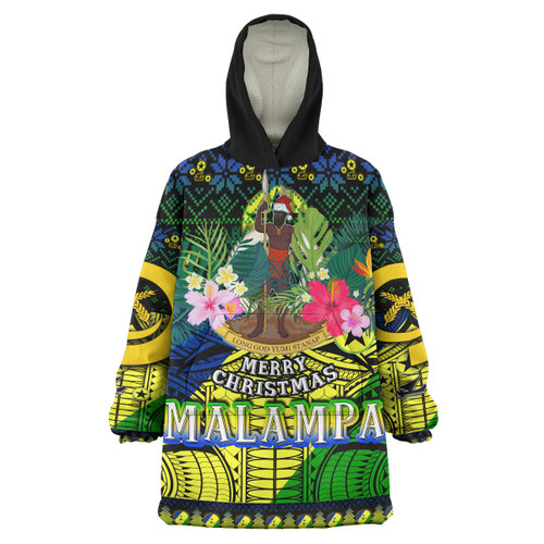 Malampa Polynesian Christmas Snug Hoodie - Malampa Vanuatu Coat of Arms Christmas Hat Polynesian Patterns Oodie Blanket