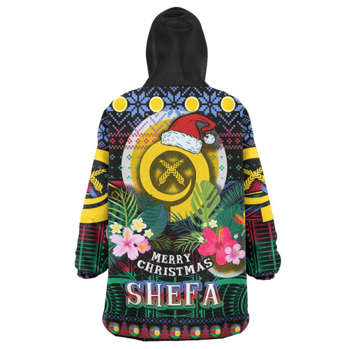 Shefa Polynesian Christmas Snug Hoodie - Shefa Vanuatu Coat of Arms Christmas Hat Polynesian Patterns Oodie Blanket