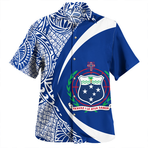 Samoa Hawaiian Shirt Coat Of Arm Lauhala Rugby Circle
