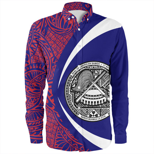 Samoa Long Sleeve Shirt American Samoa Coat Of Arm Lauhala Circle