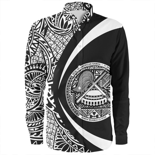 Samoa Long Sleeve Shirt American Samoa Coat Of Arm Lauhala White Circle
