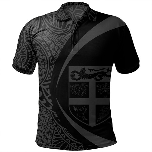 Fiji Polo Shirt Coat Of Arm Lauhala Gray Circle