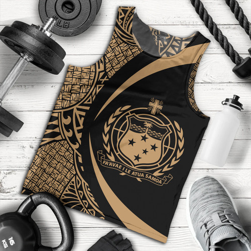 Samoa Tank Top Coat Of Arm Lauhala Gold Circle