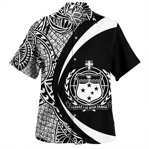 Samoa Hawaiian Shirt Coat Of Arm Lauhala White Circle