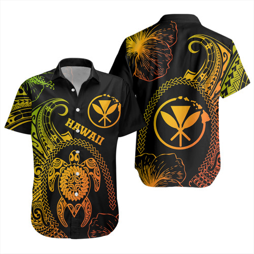 Hawaii Short Sleeve Shirt Hawaii Turtle Kanaka Reggage
