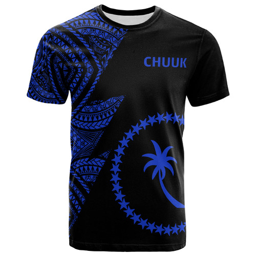 Chuuk T-Shirt - Micronesian Pattern Blue Flash Style