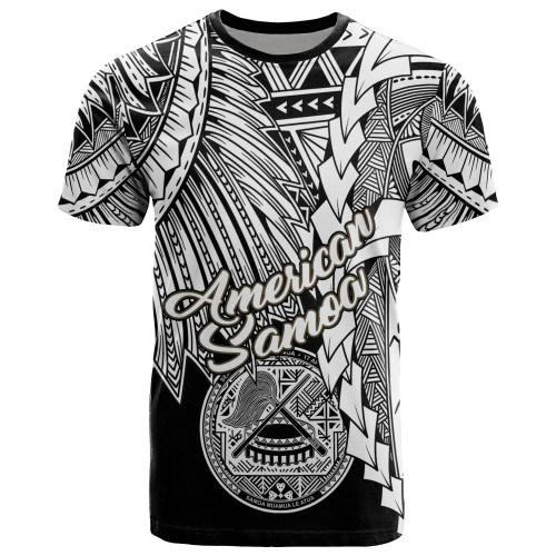 American Samoa Polynesian T-Shirt - Tribal Wave Tattoo White 1