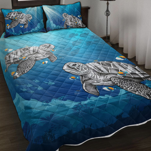 Hawaii Quilt Bed Set Turtle And Humuhumunukunukuapua'a New