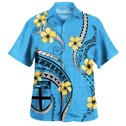 Fiji Hawaiian Shirt Fiji Bula Style Plumeria Flower