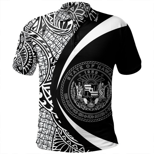 Hawaii Polo Shirt Coat Of Arm Lauhala White Circle