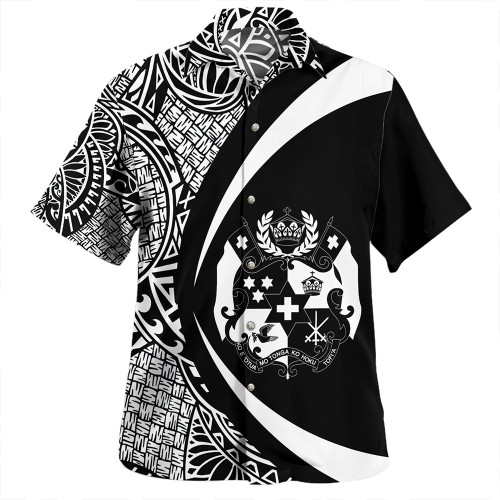 Tonga Hawaiian Shirt Coat Of Arm Lauhala White Circle