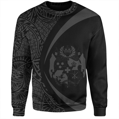 Tonga Sweatshirt Coat Of Arm Lauhala Gray Circle