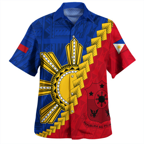 Philippines Hawaiian Shirt Philippines Sun Polynesian With Flag