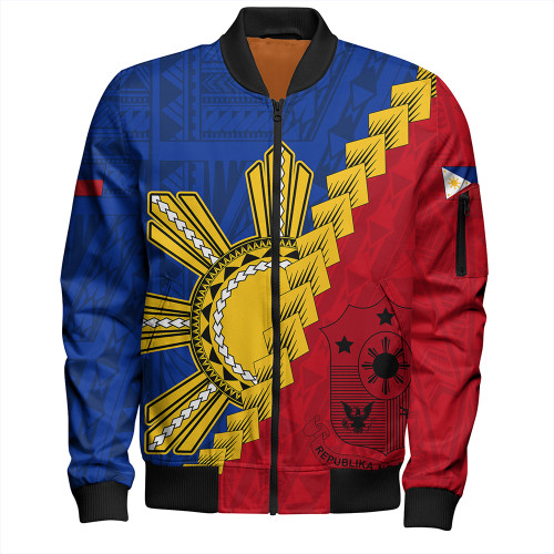 Philippines Bomber Jacket Philippines Sun Polynesian With Flag