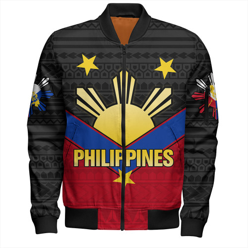 Philippines Bomber Jacket Custom - Philippines Sun Star Sport Style Polynesian