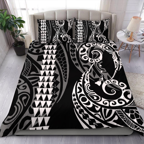 Hawaii Bedding Set Hawaiian Map Kakau Style White