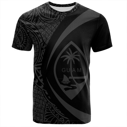 Guam T-Shirt Coat Of Arm Lauhala Gray Circle