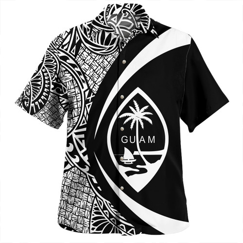 Guam Hawaiian Shirt Coat Of Arm Lauhala White Circle