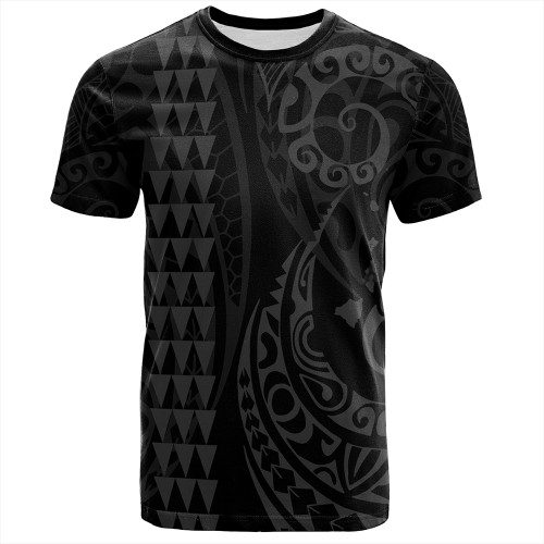 Hawaii T-Shirt Hawaiian Map Kakau Style Gray